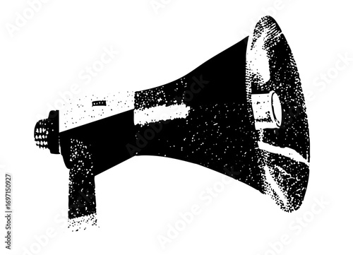 Vector Vintage megaphone with distressed texture.