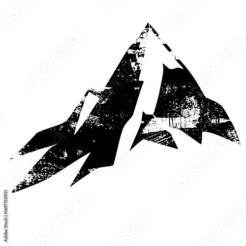 Vector Abstract mountain peaks with a distressed texture.