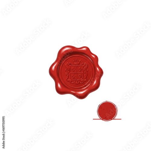 wax seal with certificate paper isolated on white background  
