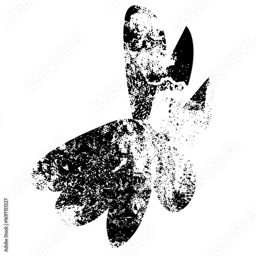 Vector Abstract floral emblem with textured petals and stem.