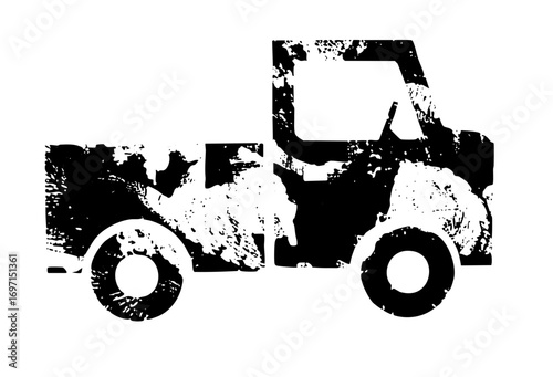 Vector Bold monochrome tractor depicts agricultural machinery.