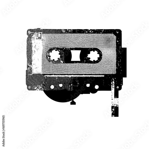 Vector Distressed monochrome cassette tape .