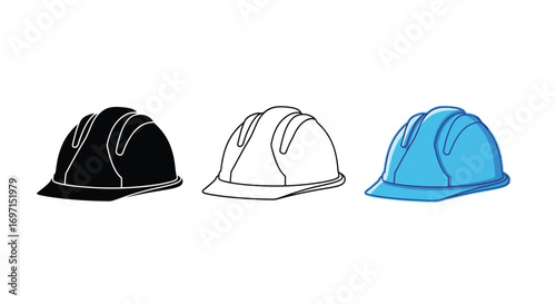 Vector illustration set of a construction hard hat safety icon