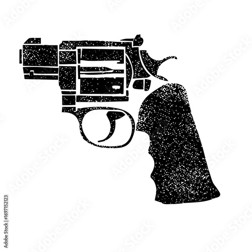 Vector Detailed black revolver with textured shapes.