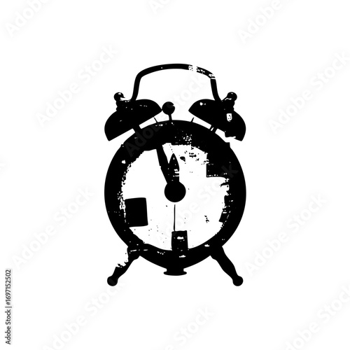 Vector Vintage alarm clock with distressed texture.