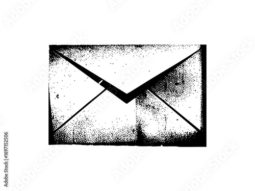 Vector Minimalist envelope with a folded flap depicted in a dotted texture.