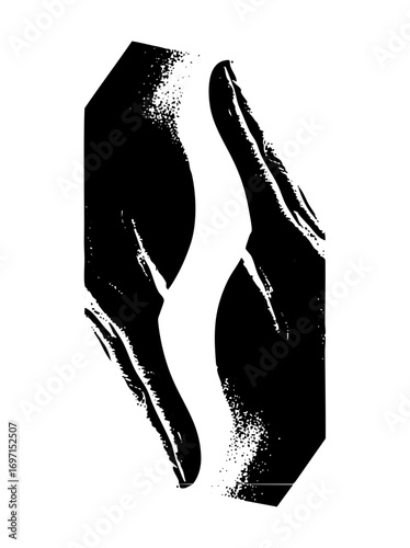Vector Abstract black shapes create a dynamic fractured .