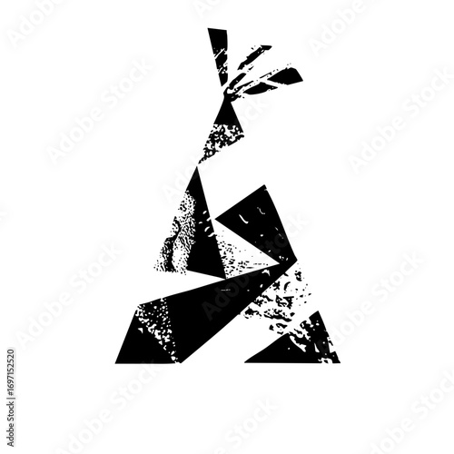 Vector Abstract geometric figure with fragmented shapes and textures.
