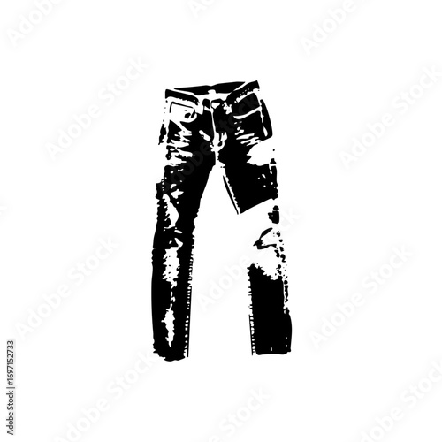 Vector Black and white vector of denim jeans.