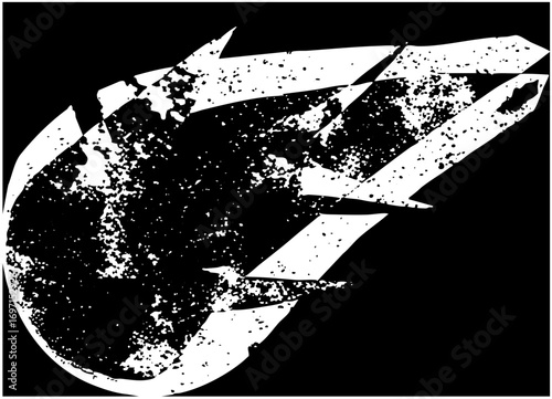 Vector Distressed arrow with fractured elements.