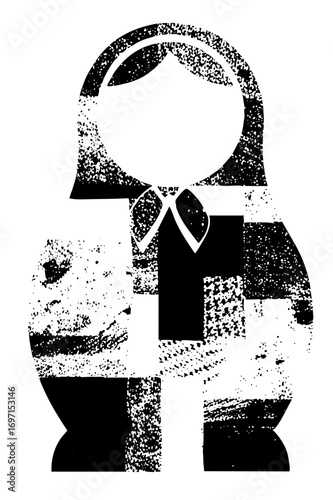 Vector Stylized of a bonnet-wearing figure with a textured .