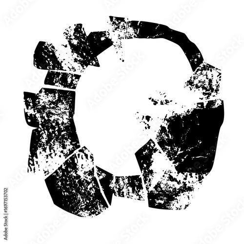 Vector Distressed recycling symbol conveys environmental awareness.