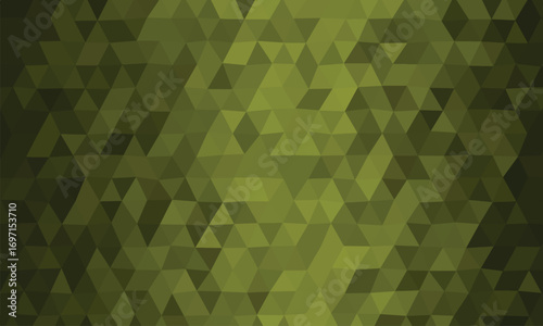 Dense Low Poly Geometric Mosaic in Muted Green and Dark Tones abstract background