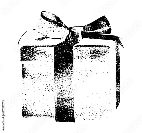 Vector Festive gift box with ribbon and bow .