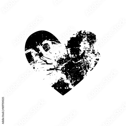 Vector Broken heart with distressed texture