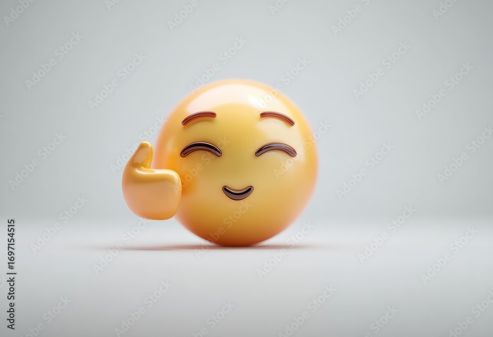 Fototapeta premium 3D smiling emoji with thumbs up