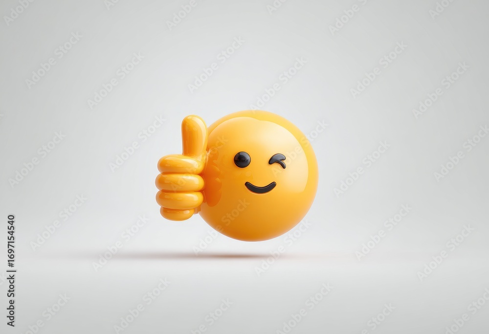 Fototapeta premium Smiling, winking emoji with thumbs up (5)