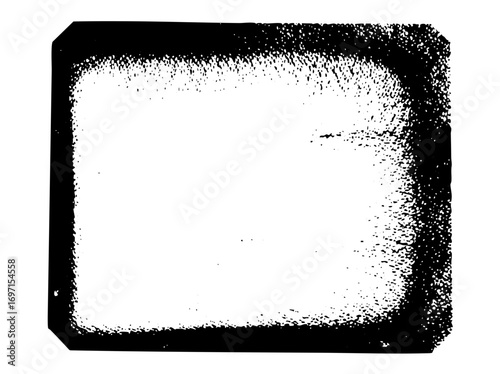 Vector Distressed rectangular frame with textured edges.