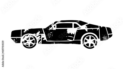 Vector Bold monochrome vector of a classic sports car side view.