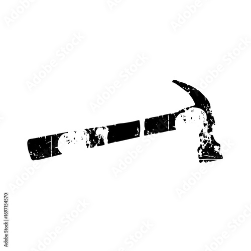 Vector Black silhouette of a claw hammer tool .
