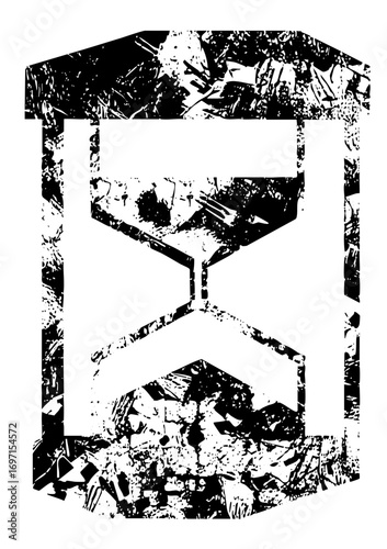 Vector Distressed hourglass represents the passage of time.