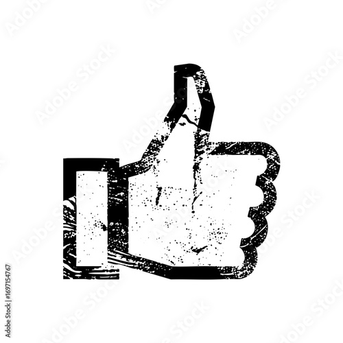 Vector Distressed thumbs-up represents approval and positive feedback.