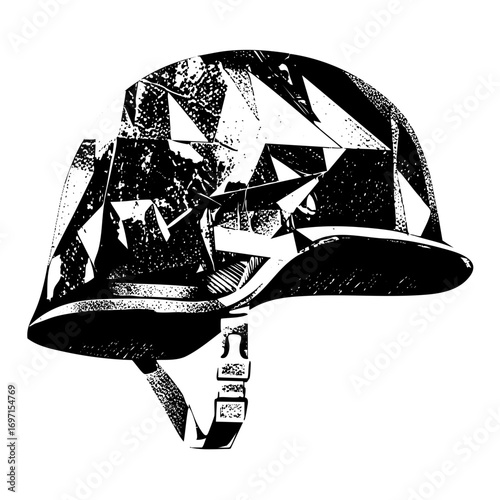 Vector Detailed vector of a protective helmet with straps.