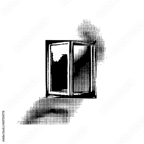 Vector Minimalist window with halftone shading.