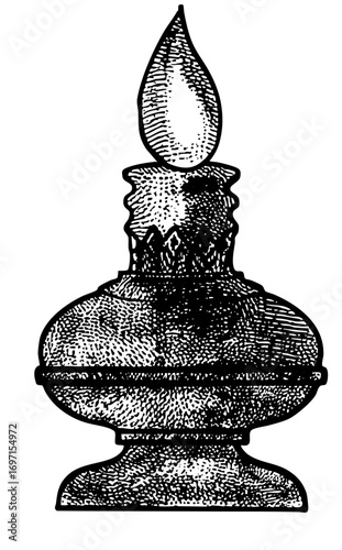 Vector Vintage candle with ornate base .