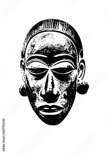 Vector Stylized African Face Portrait Vector