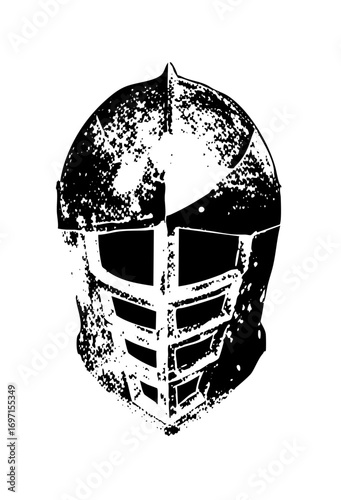 Vector Detailed vector of a medieval knights helmet.