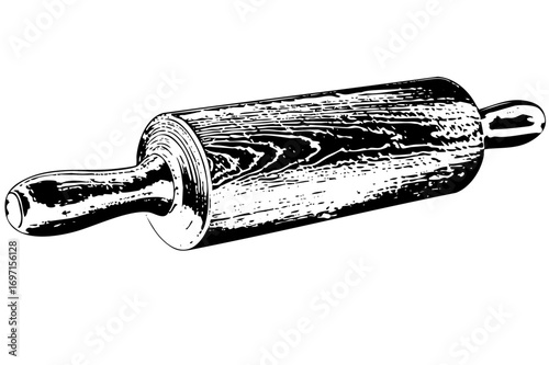 Vector Detailed of a wooden rolling pin for baking.