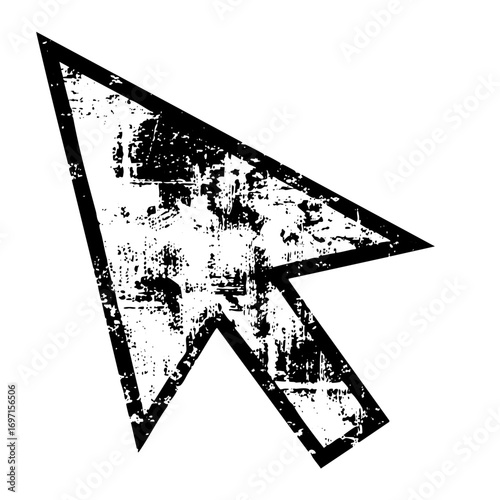 Vector Distressed arrow cursor represents digital interaction.