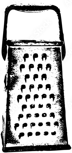 Vector Detailed of a metal grater with a handle.