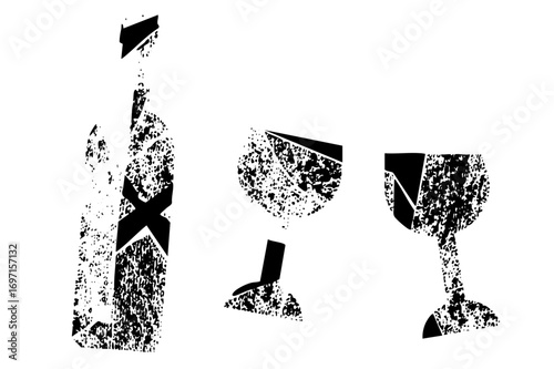 Vector Elegant wine bottle and glasses vector .