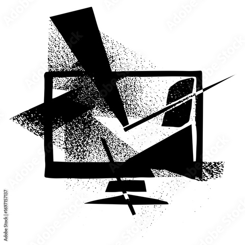 Vector Abstract monitor disruption with a diagonal .