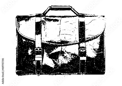 Vector Vintage briefcase with buckle straps