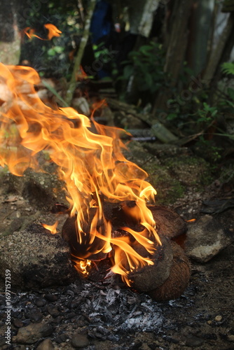 fire from coconut shell