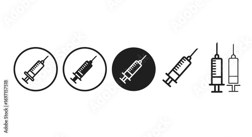 Syringe injection medical vector illustration icon set design
