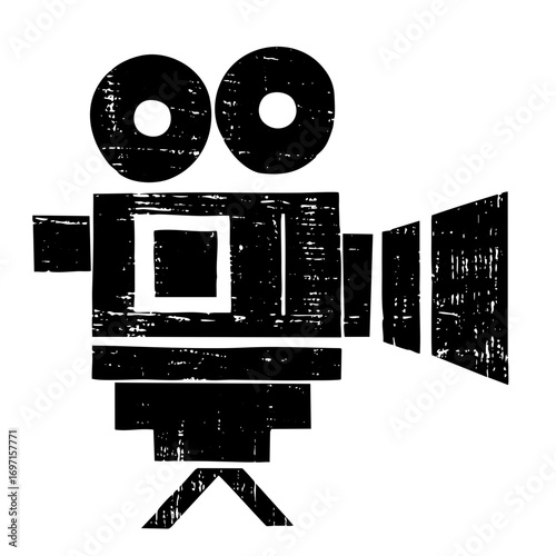 Vector Vintage film camera with large lens.