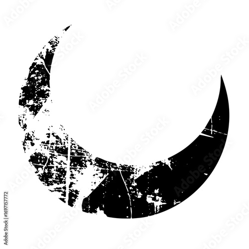 Vector Distressed moon with a textured grunge effect.