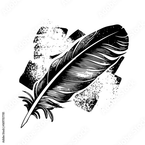 Vector Detailed quill pen with ink splatter