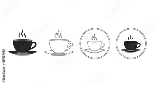 Hot coffee tea cup simple vector illustration icon design