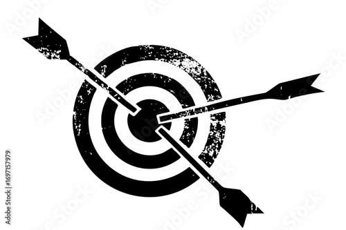 Vector Two arrows precisely hit a circular target demonstrating accuracy.