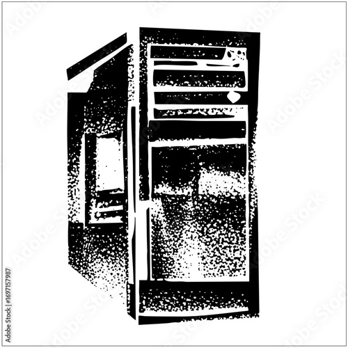 Vector Detailed server rack with ventilation slots.