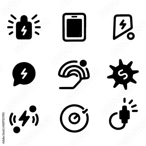 set of vector line icons of electrical in isolation on white background