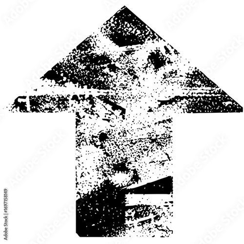Vector Distressed upward arrow displays direction and progress.