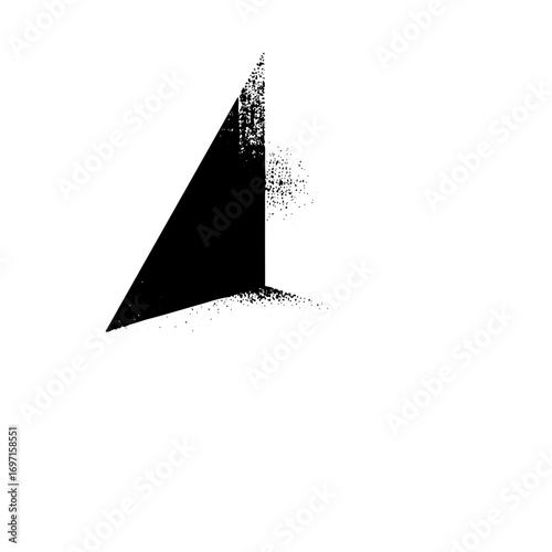 Vector Abstract black triangle disintegrates into scattered dots.