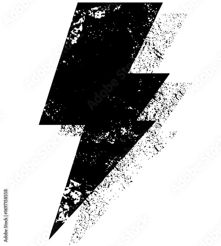 Vector Distressed black lightning bolt vector .
