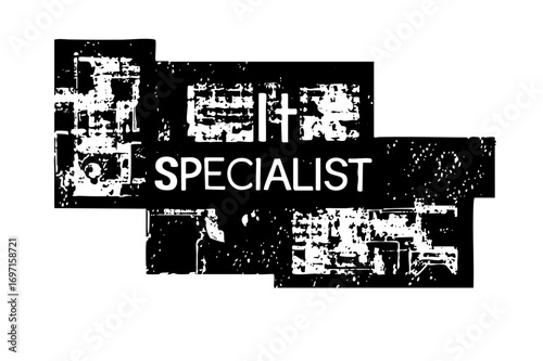 Vector Distressed Specialist Stamp with Abstract Shapes